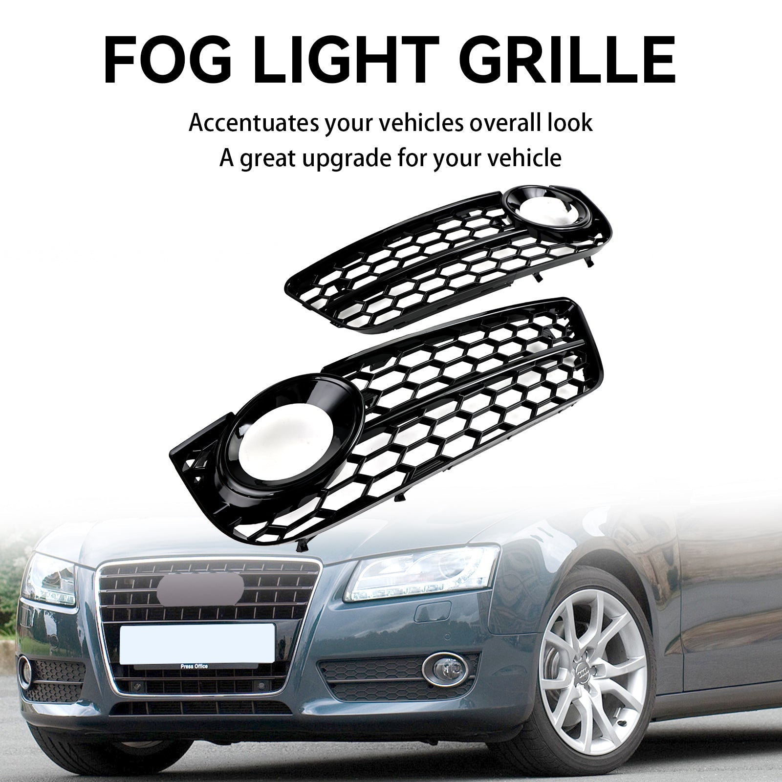 2007-2011 Audi A5 Pair Honeycomb Front Fog Lamp Cover Grille Grill 1522024