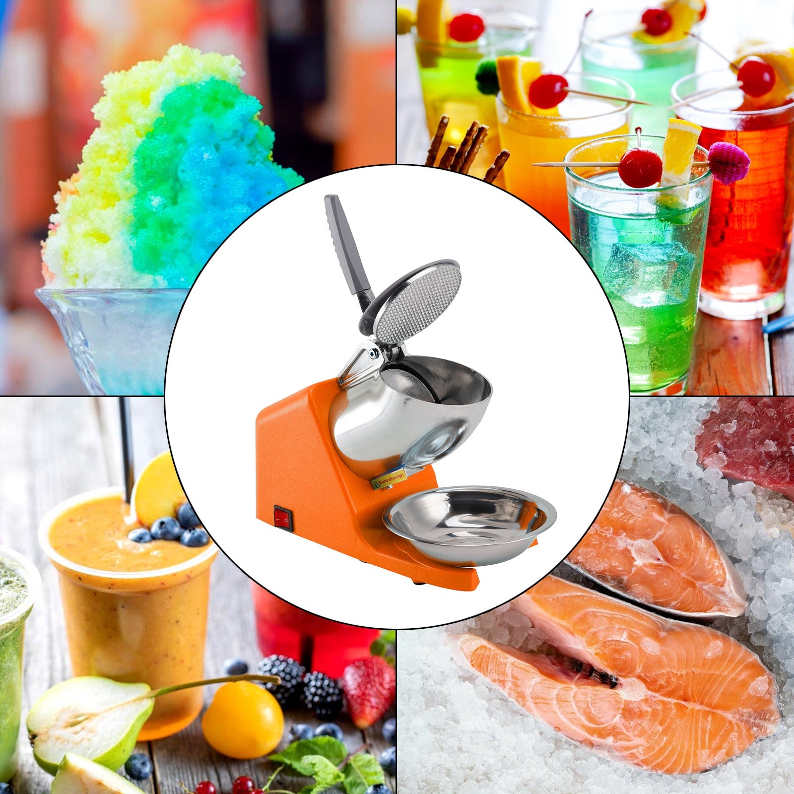 UK Plug Electric Ice Crusher Machine Ice Shaver Shaved Ice Snow Cone Maker 500W