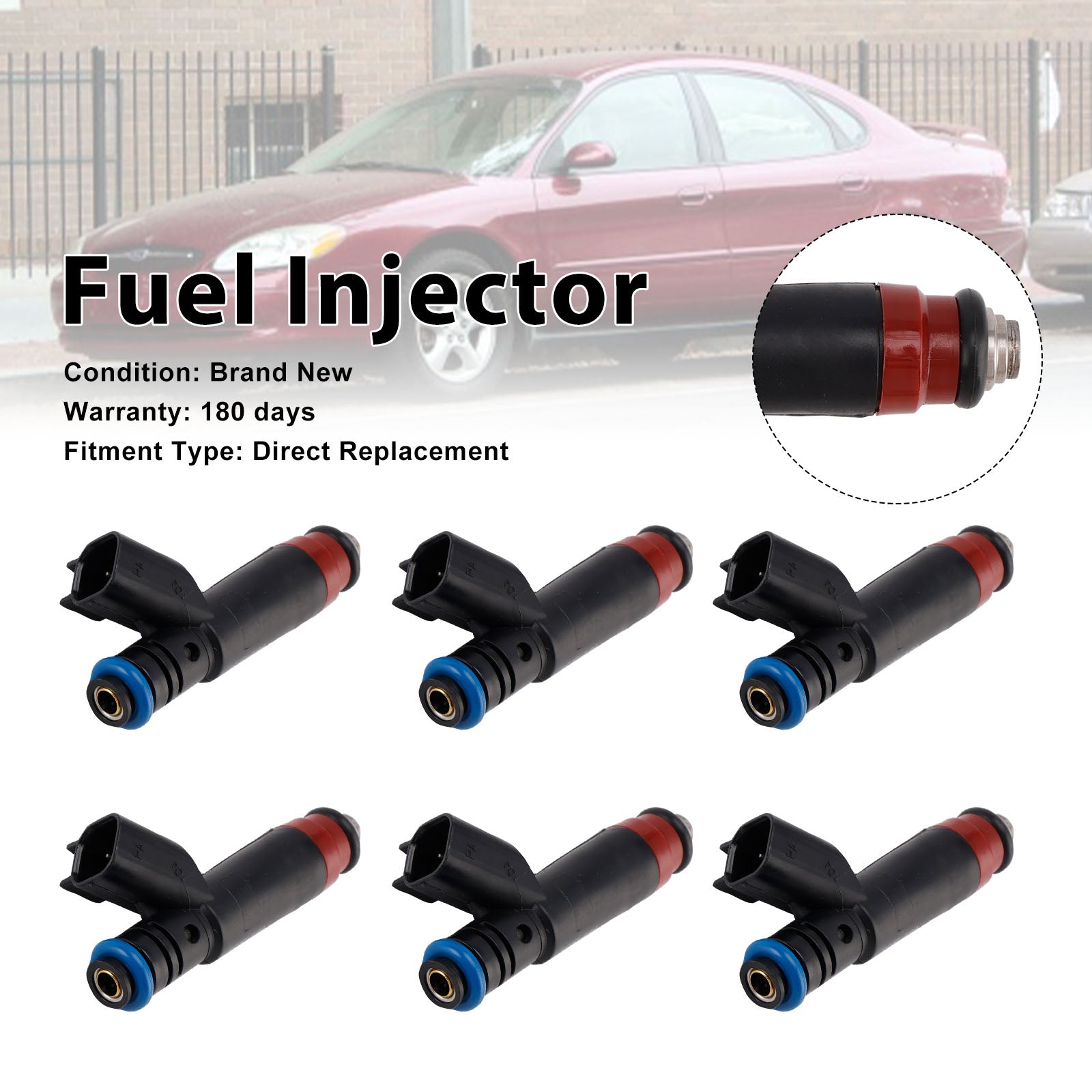 2006-2007 For Ford Taurus 3.0L V6 6Pcs Fuel Injector 6F1E-A4A 6F1EA4A