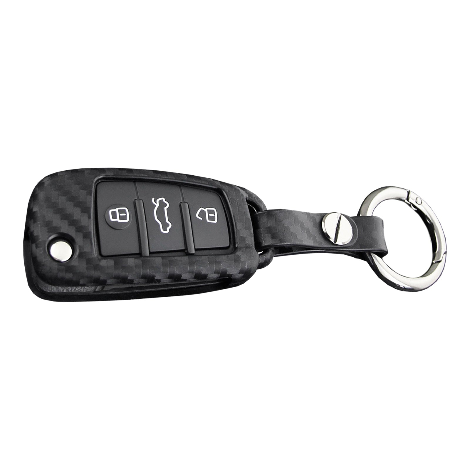 Leather Silicone Car Key Case Cover With Buckle For Audi