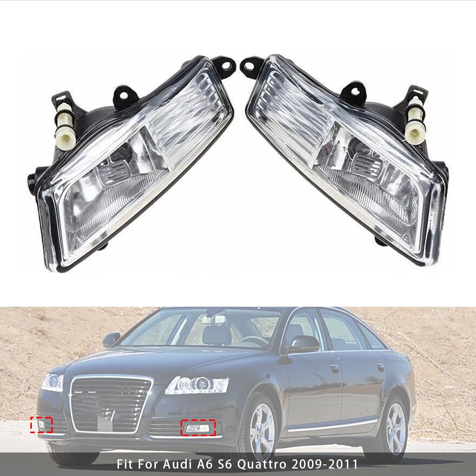 2009-2011 Audi A6 S6 Quattro Pair Front Bumper Driving Fog Light Lamps 4F0941699A