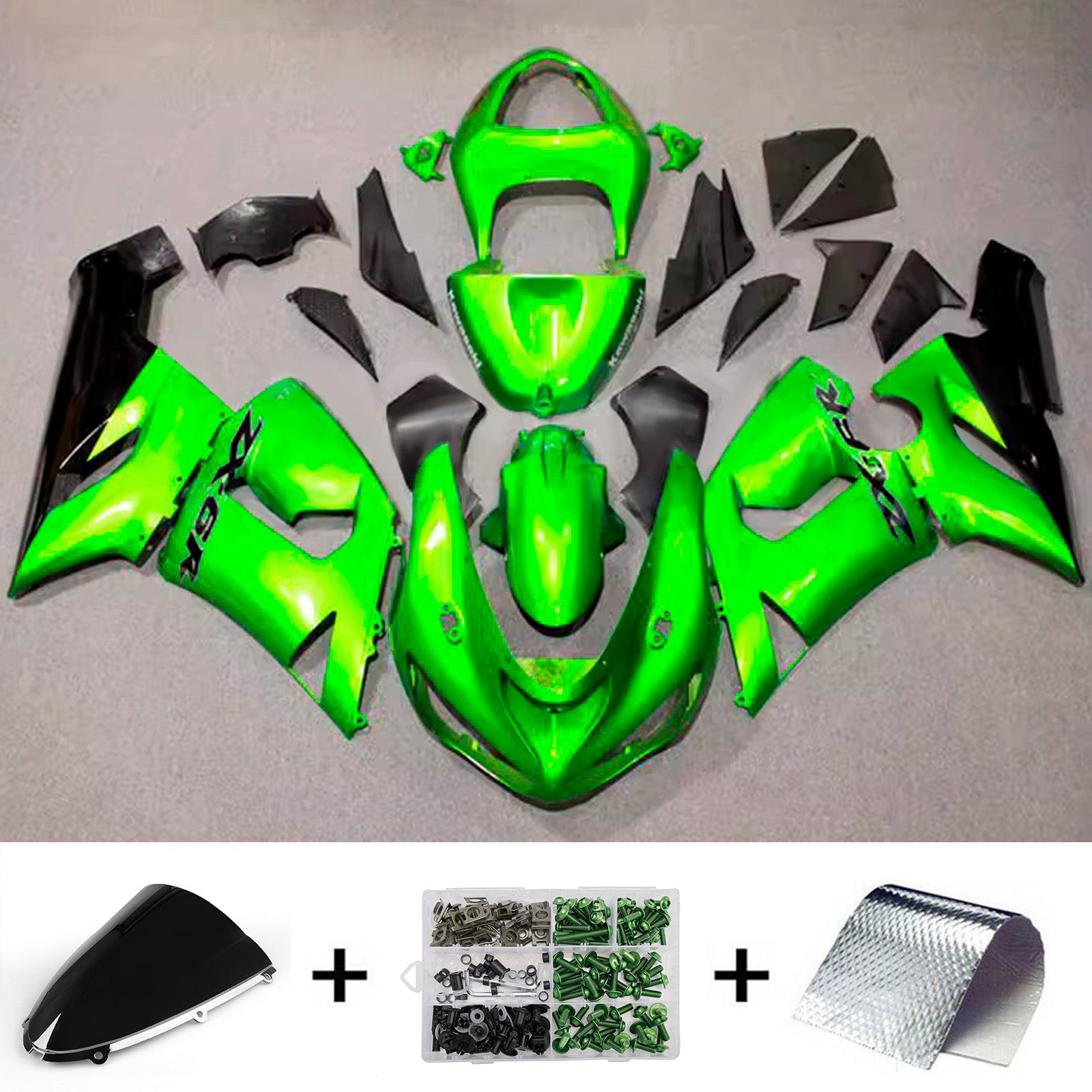 Injection Fairing Kit Bodywork Plastic ABS fit For Kawasaki ZX6R 636 2005-2006