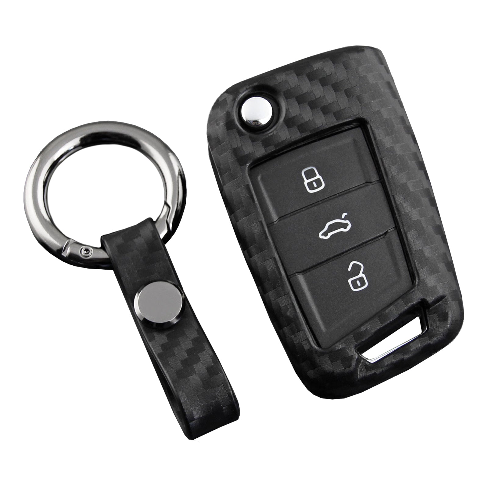 Leather Silicone Car Key Case Cover With Buckle For Volkswagen Golf MK7