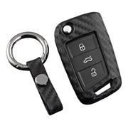 Leather Silicone Car Key Case Cover With Buckle For Volkswagen Golf MK7