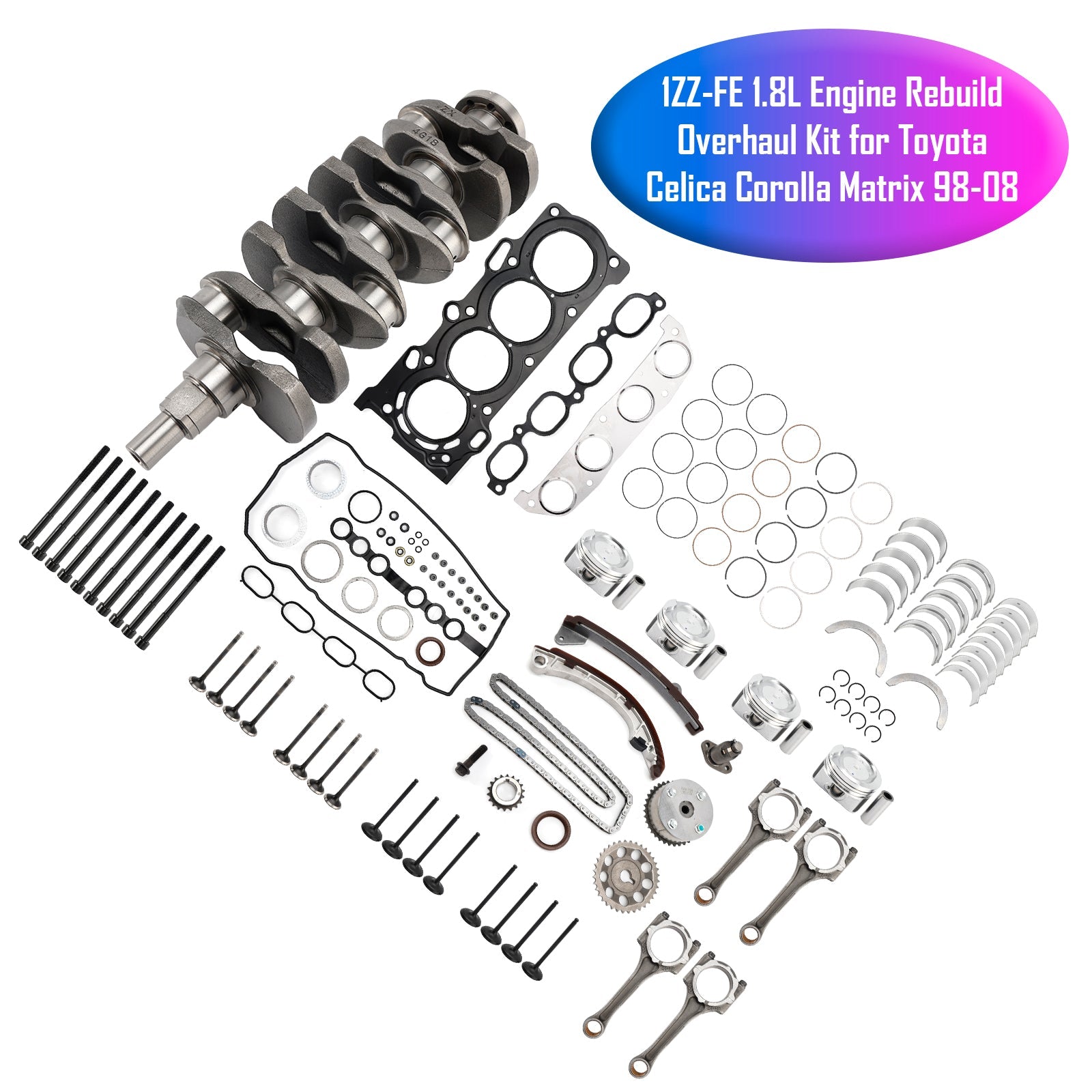 1998-2002 CHEVROLET PRIZM 1.8L Engine Rebuild Overhaul Kit 1ZZ-FE 11071-22010 13401-22020 Generic