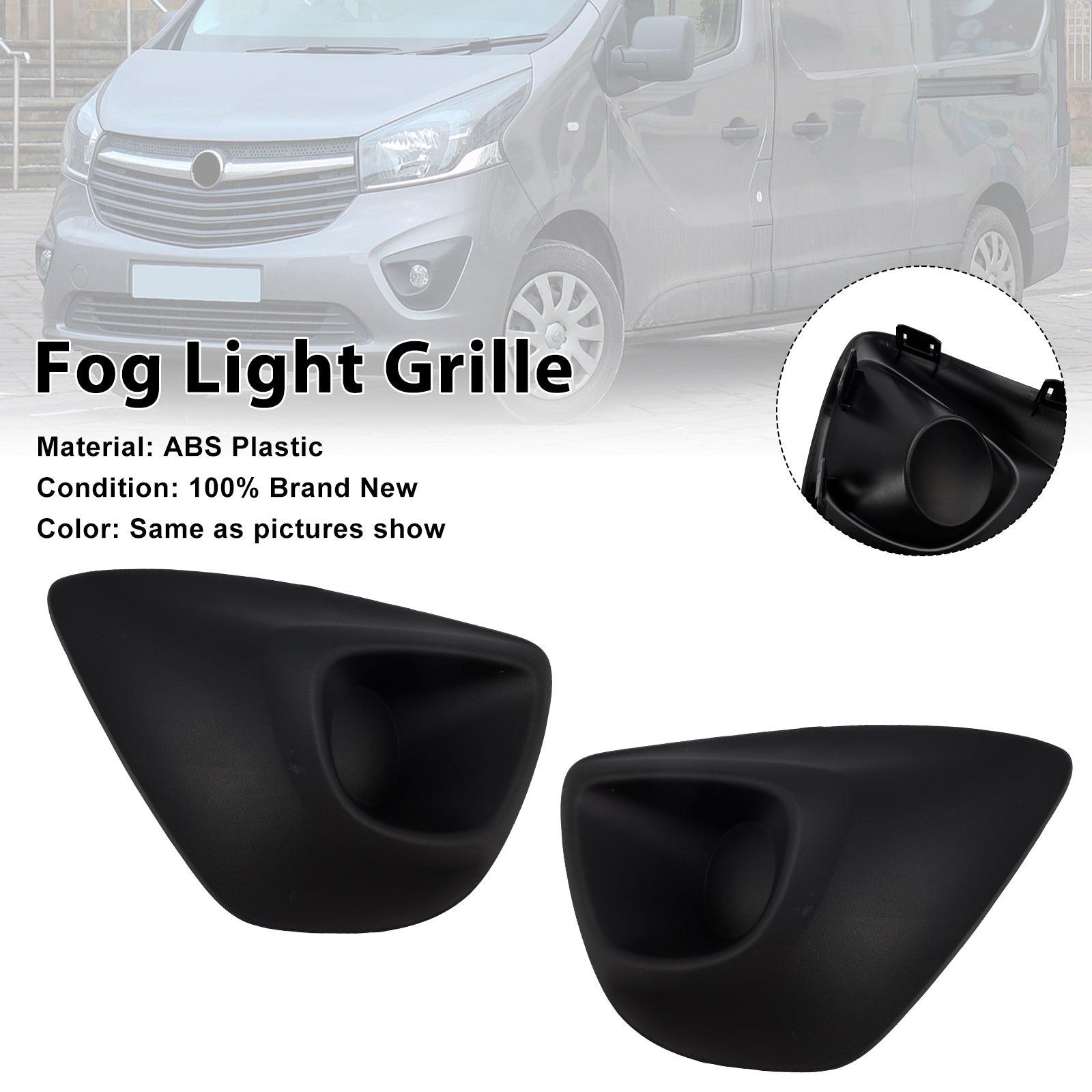 2014+ Renault Trafic Mk3 2PCS Front Bumper Fog Light Cover Grille