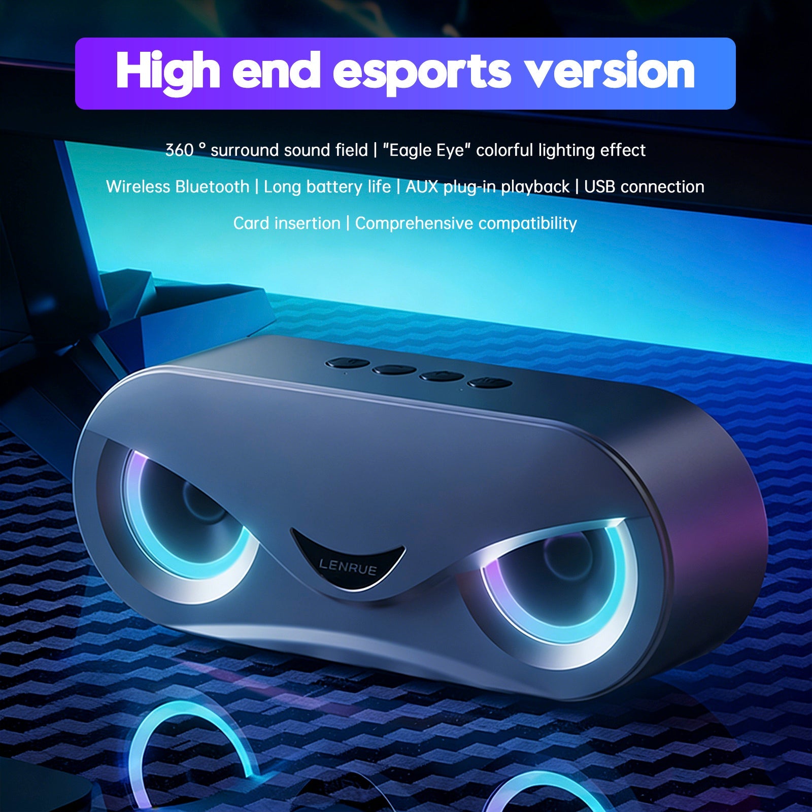 M6 Smart Wireless Bluetooth Speaker Portable Gaming Speaker Cool Breathing Light