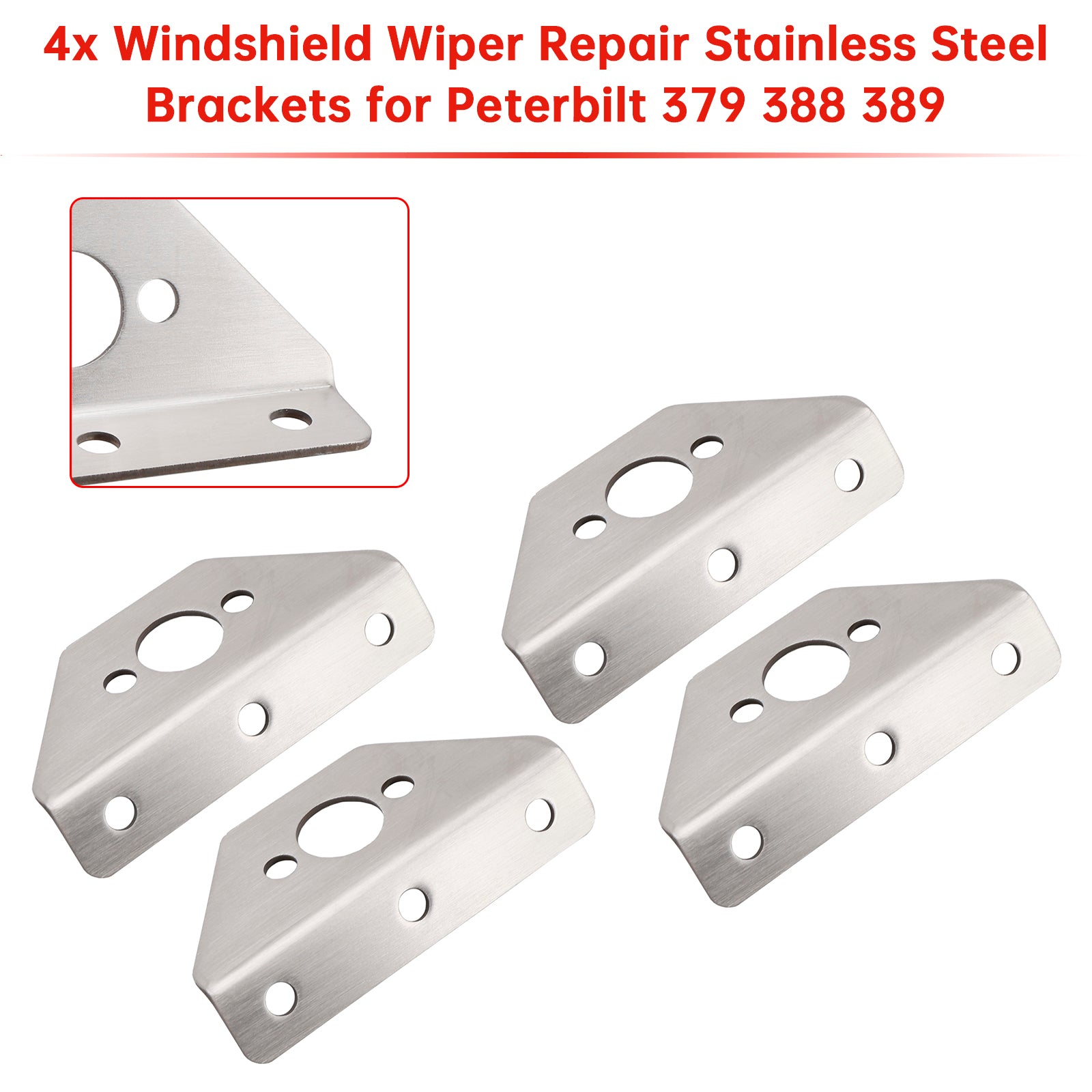 4x Windshield Wiper Repair Stainless Steel Brackets for Peterbilt 379 388 389