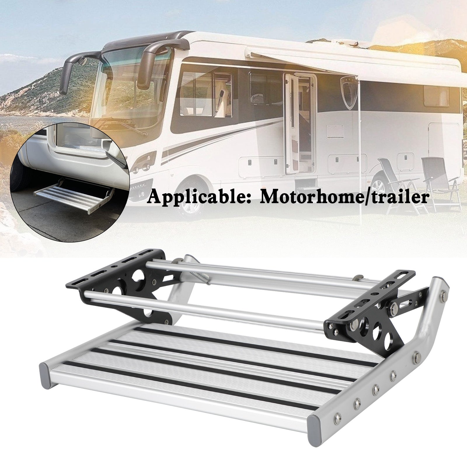 Motorhome RV Campervan Caravan Aluminum Manual Pull Out Drop Down Folding Step
