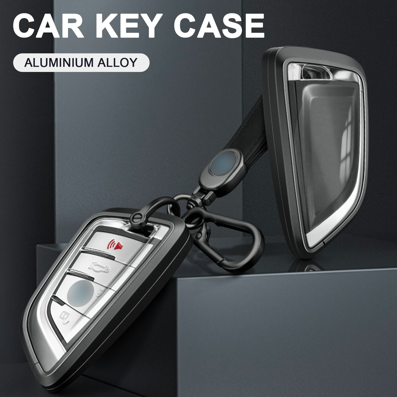 Aluminum Alloy TPU Silvery Car Key Case Cover With Buckle For Ford