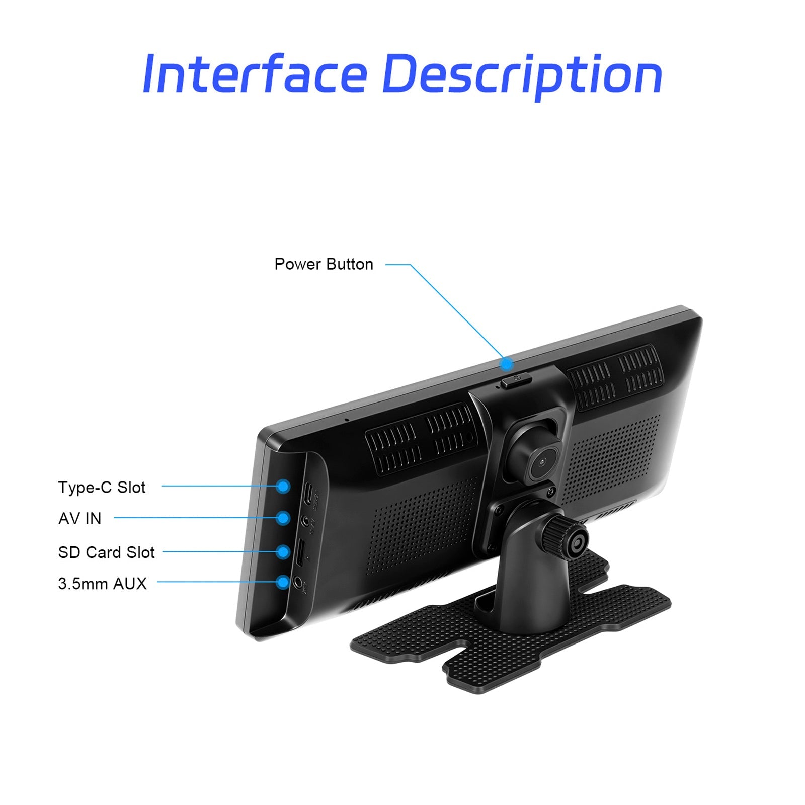 10.77" Portable Bluetooth Car Navigation Wireless Carplay Car Radio AHD Camera