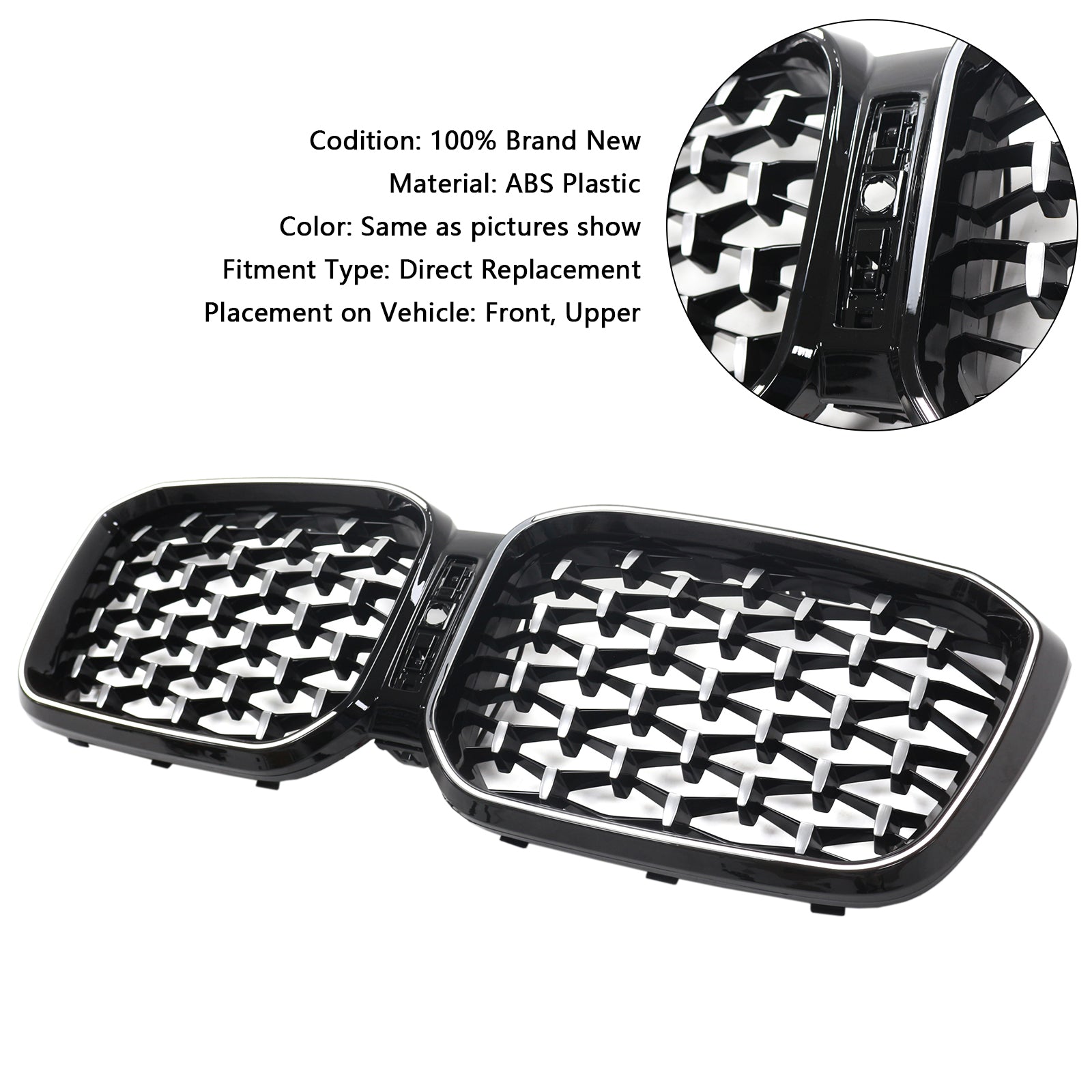 2022-2025 BMW X3 G01 X4 G02 Diamond Front Bumper Kidney Grille Chorme