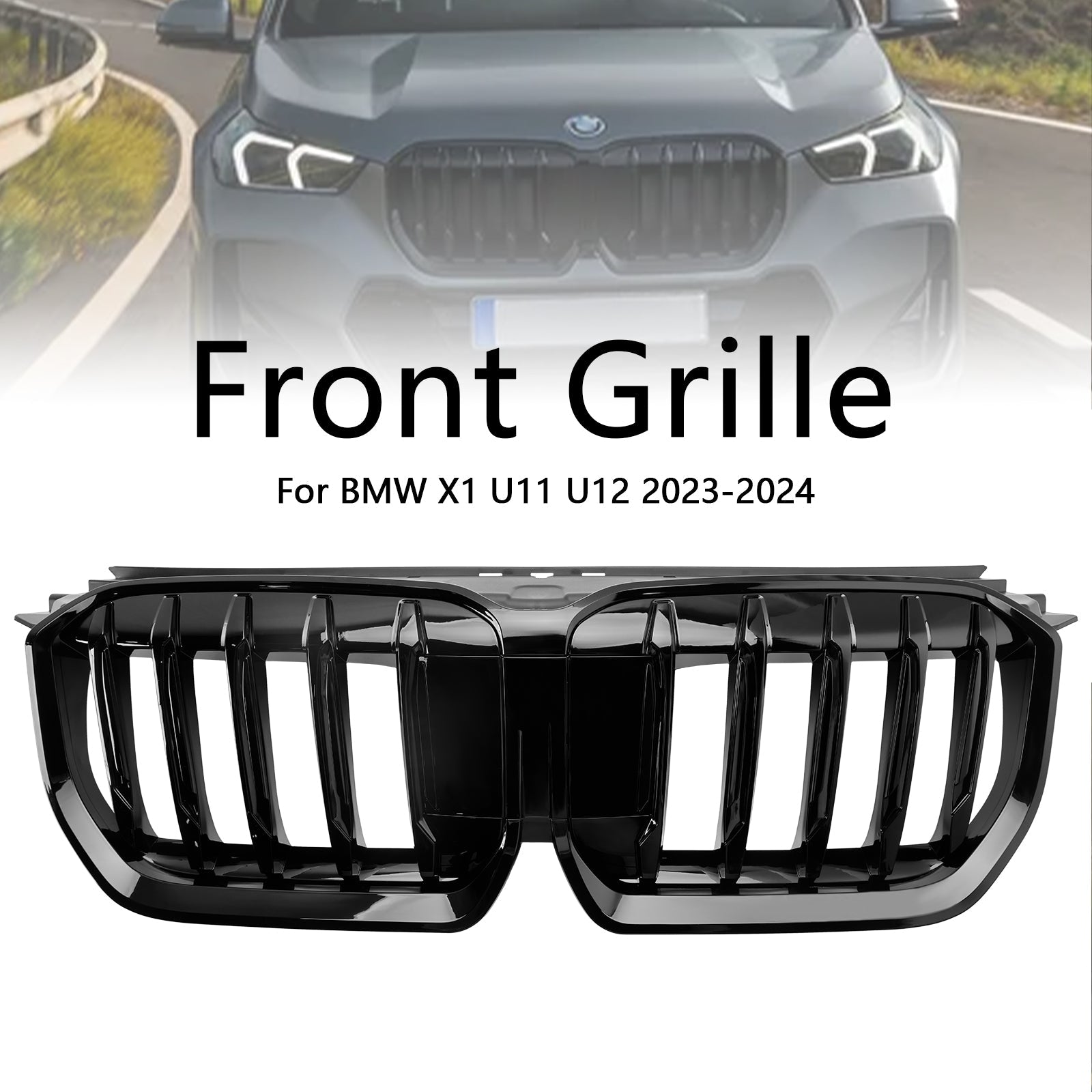 BMW X1 U11 U12 2023-2024 Gloss Black Front Bumper Kidney Grille Grill