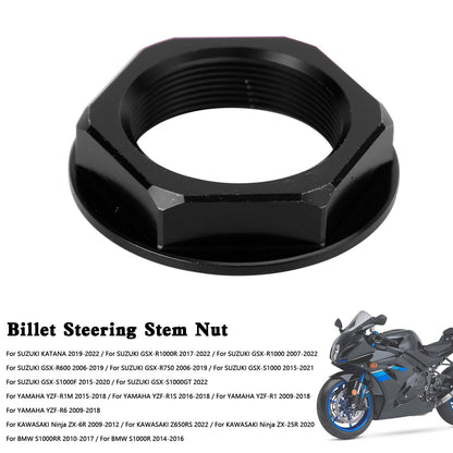 Billet Steering Stem Nut For SUZUKI GSXR 600/750 YZF-R1 ZX6R S1000RR