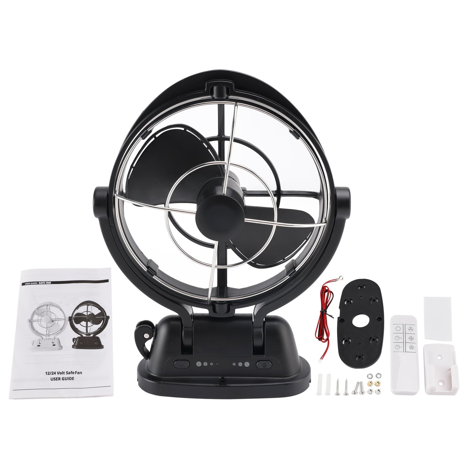Boats and RV 12V/24V Auto-Sensing Low-Power Draw Fan Black