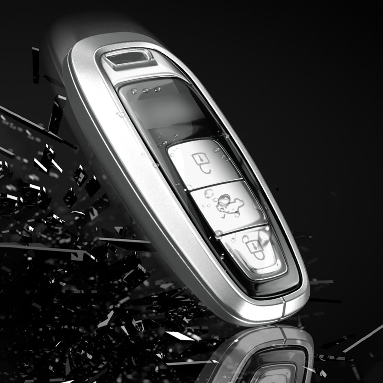 Aluminum Alloy TPU Silvery Car Key Case Cover With Buckle For Audi a6l a4l a3