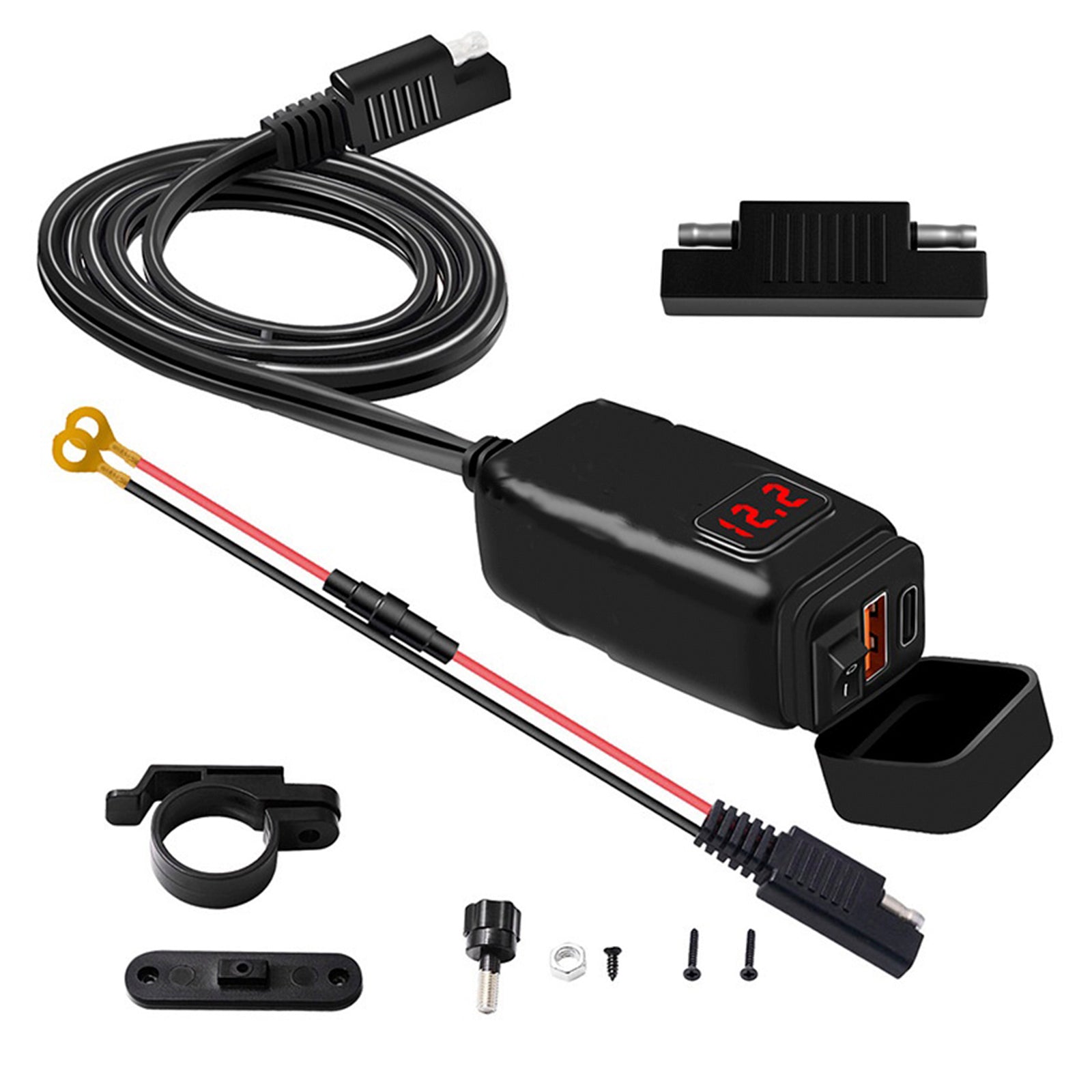 Motorcycle USB Super Fast Charger Handlebar Holder PD+QC3.0 Tpye-C Power Adapter