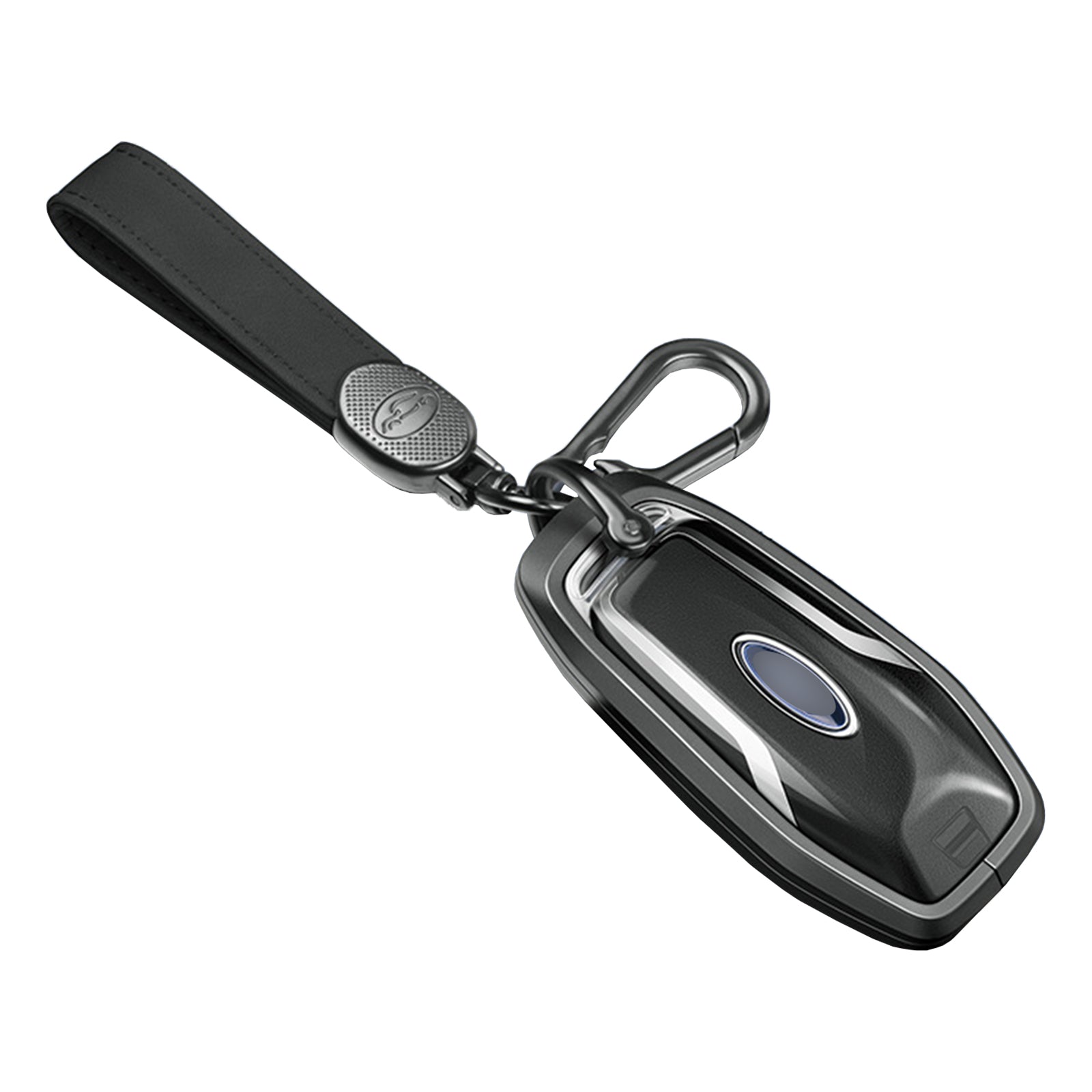 Aluminum Alloy TPU Black Car Key Case Cover With Buckle For Ford