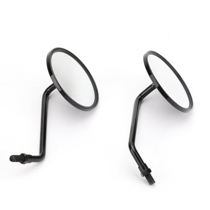 Black Round Adjustable Motorcycle Rearview Mirrors Pair 10mm Scooter Motorbike Generic