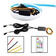 Ultra Thin Car LED Headlight Daytime Running Iridescent Light Eyebrow Strip With Remote control 45cm