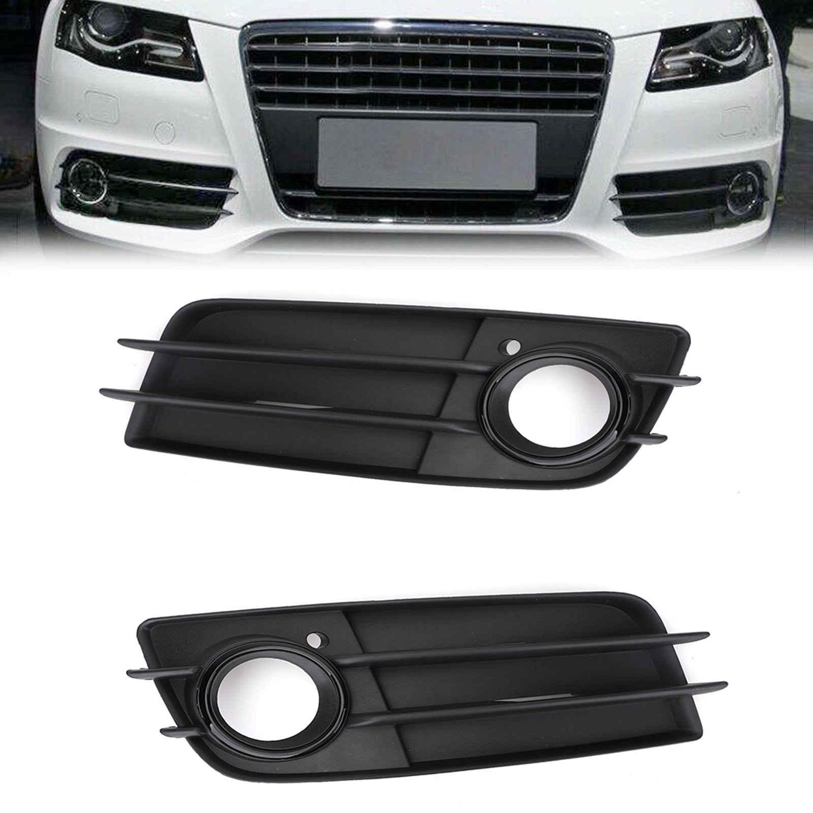 Front Bumper Black Fog Light Grille Cover For Audi A4 S-LINE S4 2008-12 Generic