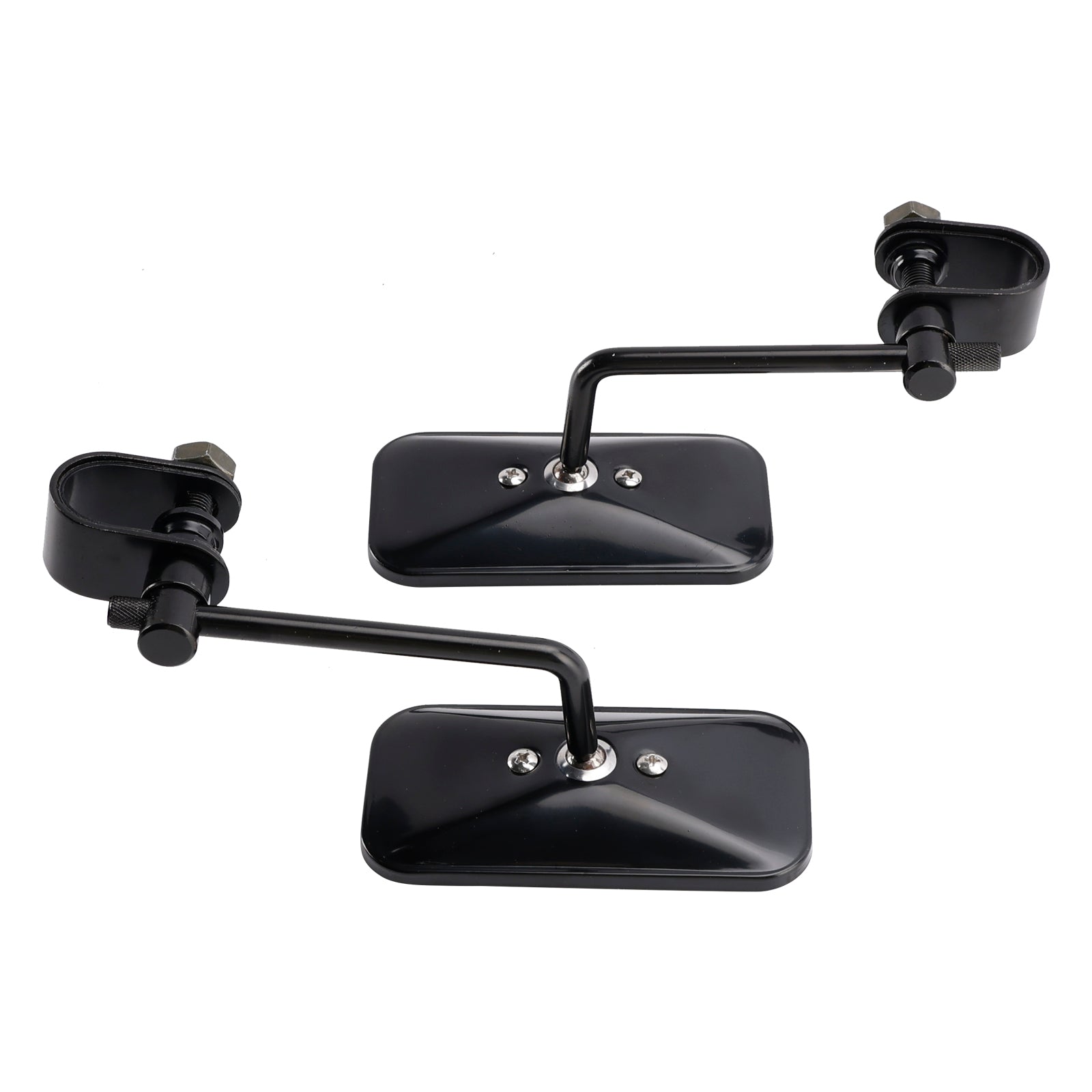 Old School Style Rectangular Clamp-On Motorcycle Mirrors Black Brattstyle