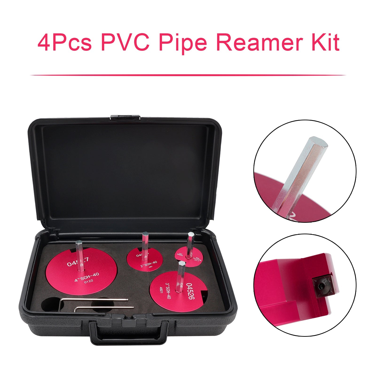 4Pcs PVC Pipe Reamer Plastic PVC Pipe Fitting Reamer Plumbing Tools Kit Fit