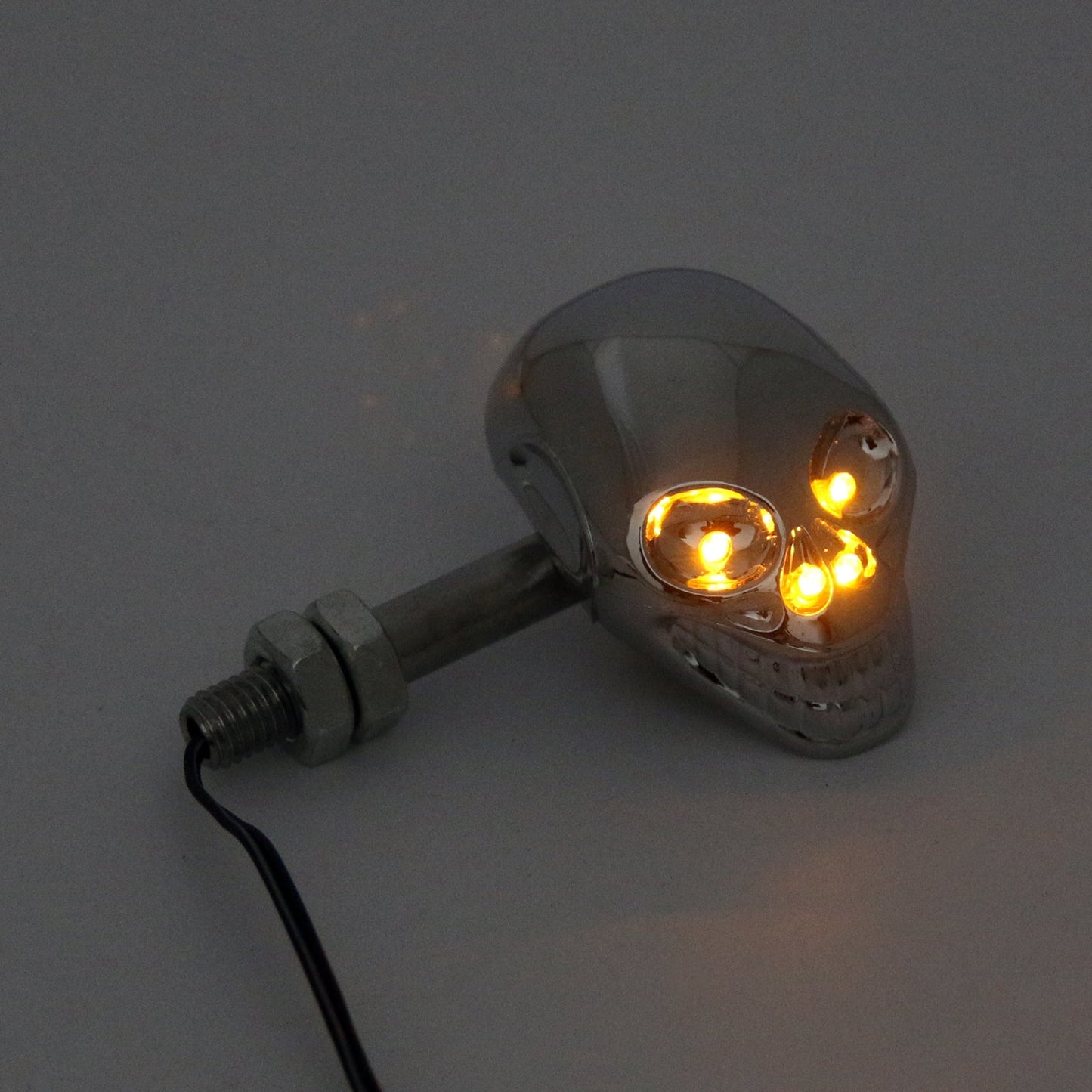 Motorcycle Skull Head Turn Signal Indicator Blinker 12V LED Light Lamp