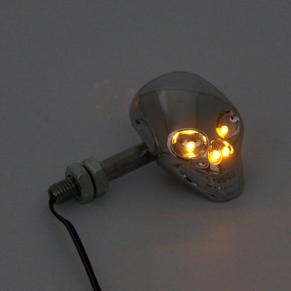 Motorcycle Skull Head Turn Signal Indicator Blinker 12V LED Light Lamp