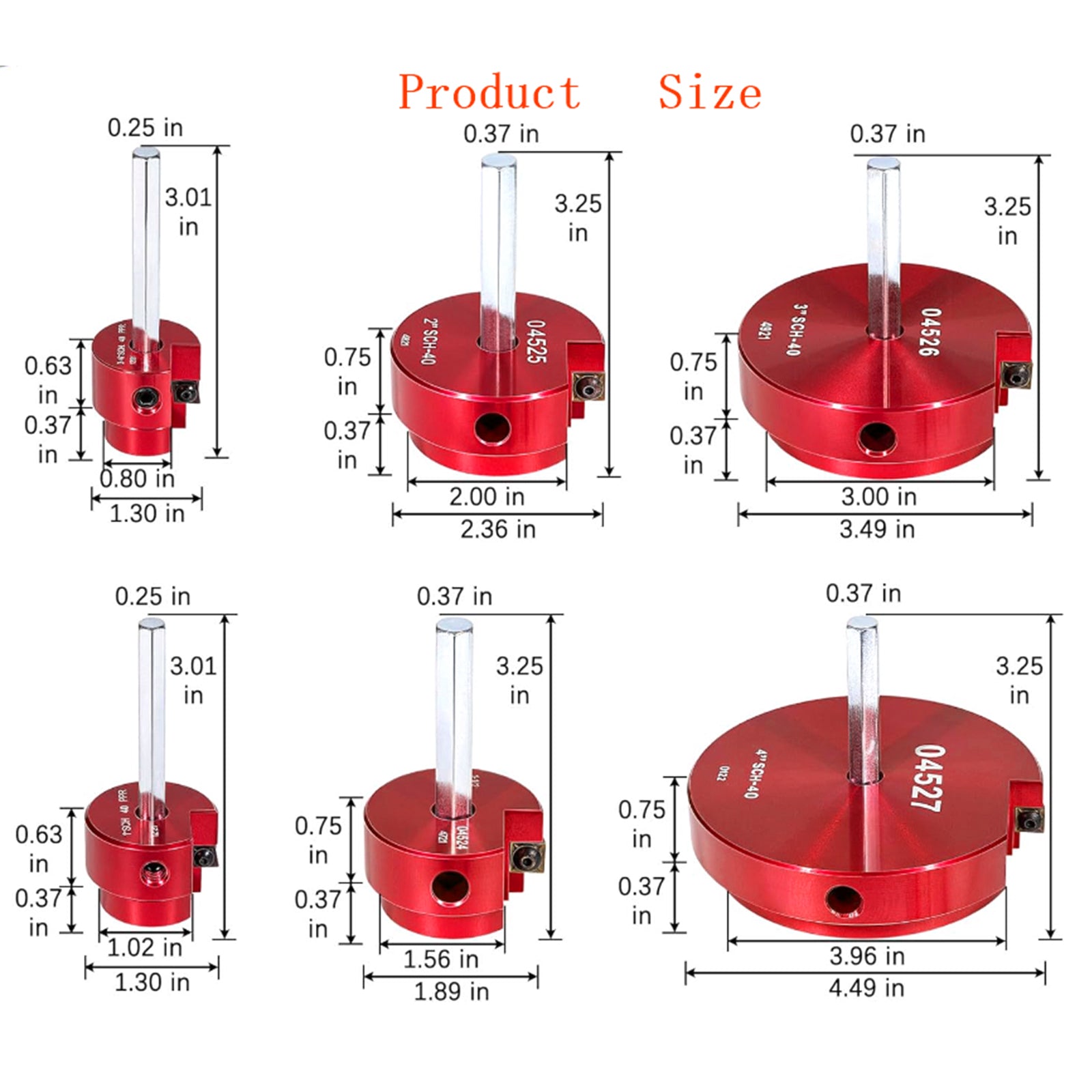 04529 For PPRK6 Plastic Pipe Fitting Reamer 6Pc Kit Fit Into Standard 1/2"Drills