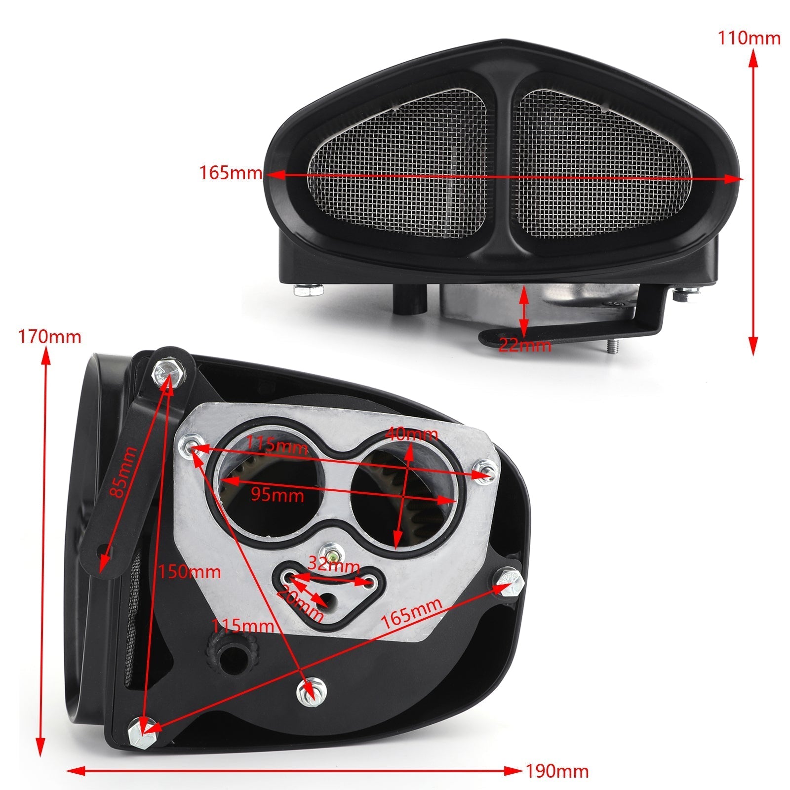 2015-2016 Yamaha XVS950CR Bolt C-Spec Black Air Intake Filter Kit Air Intake Cleaner System Black Air Intake Kit w/FILTER Black