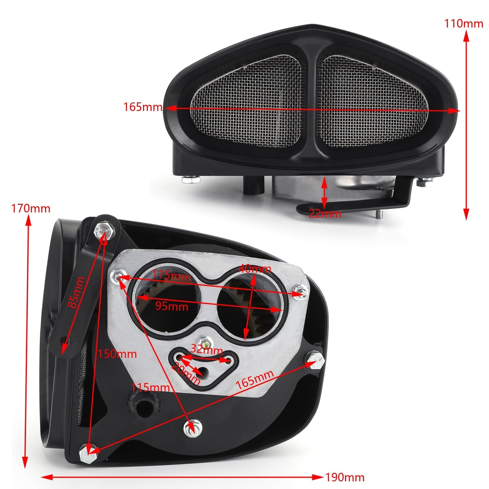 2014 Yamaha XVS950C-G Bolt R-Spec Black Air Intake Filter Kit Air Intake Cleaner System Black Air Intake Kit w/FILTER Black