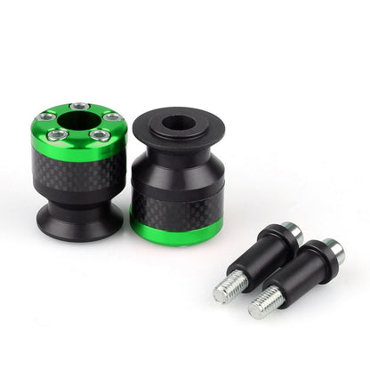 Universal Motorcycle CNC Carbon Fiber 10mm Swingarm Sliders Spools Green