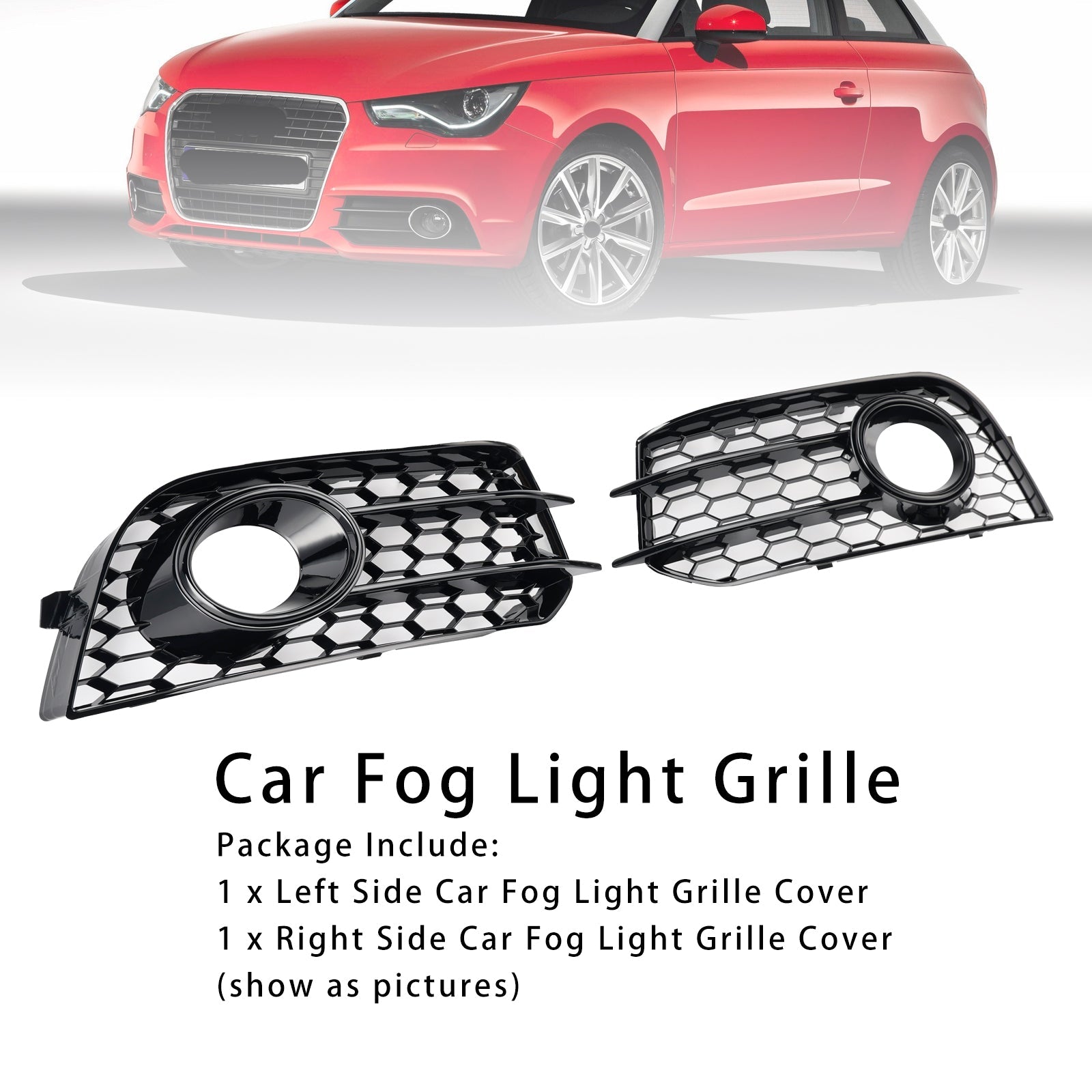 2010-2014 Audi A1 Front Bumper Honeycomb Fog Grille Cover Black