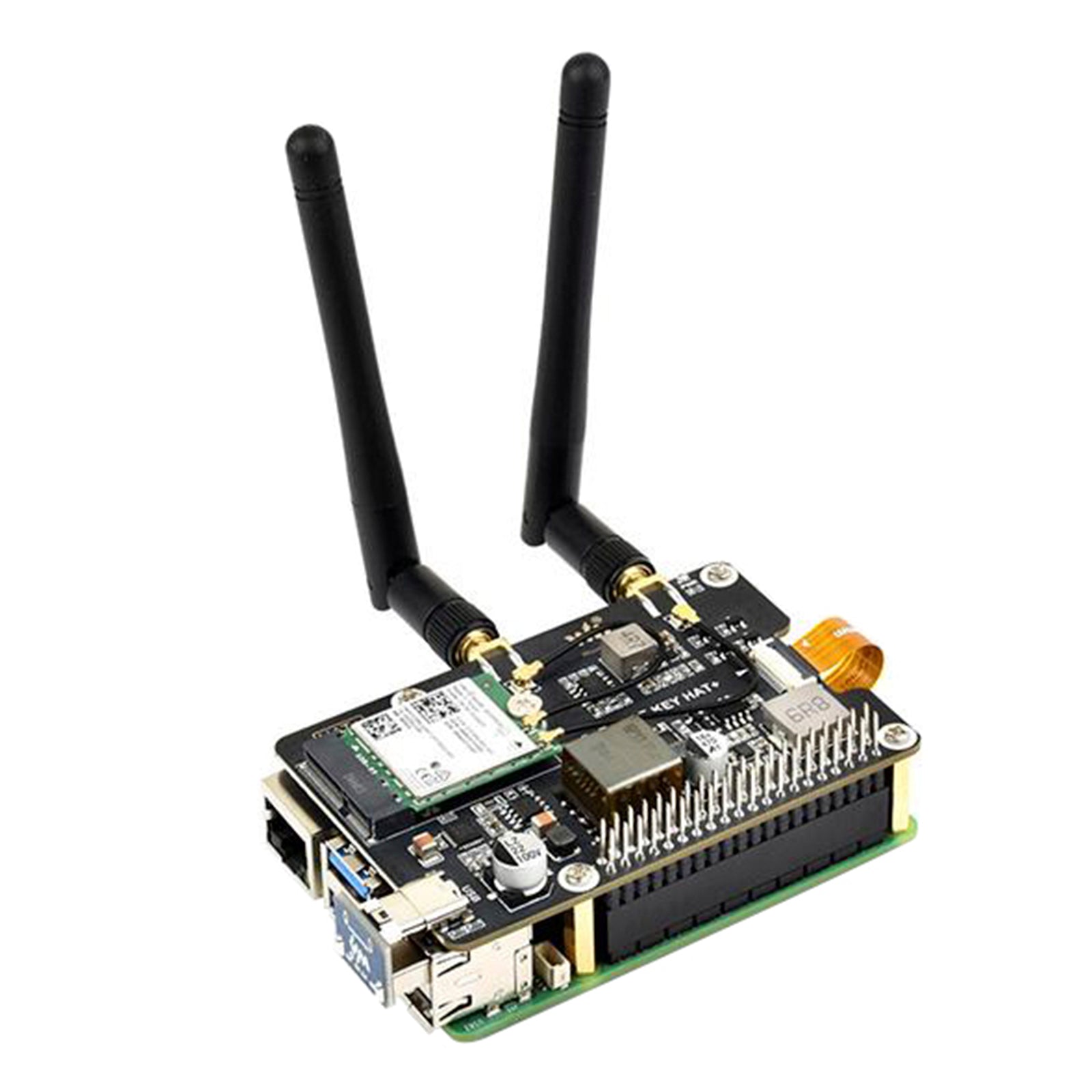 Raspberry Pi 5 PCIe to M.2 E Key with PoE Ethernet Power Supply Adapter Board