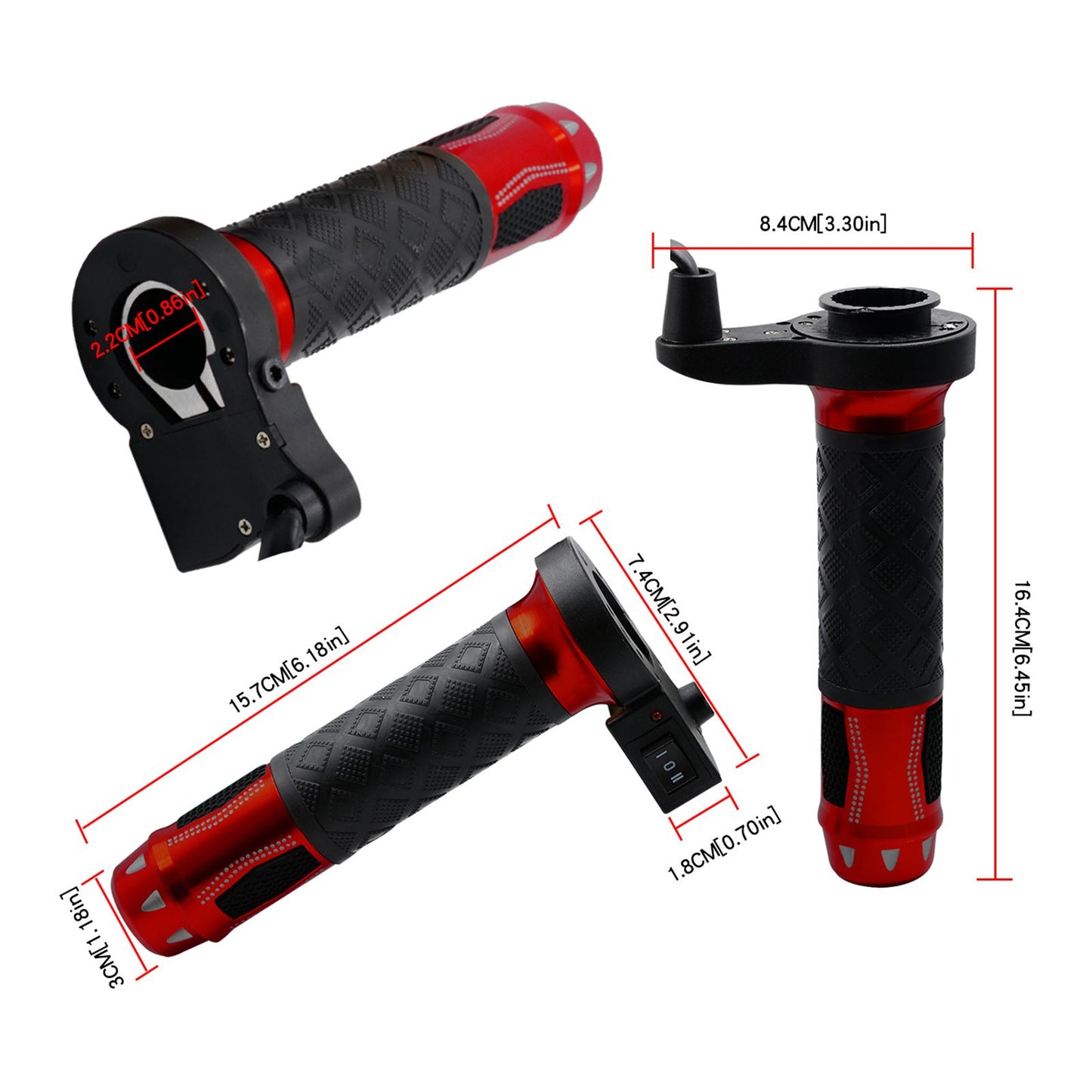 Universal 12V Heated Grips Cnc Handlebar Warm Heater 7/8" Red For Motorcycle