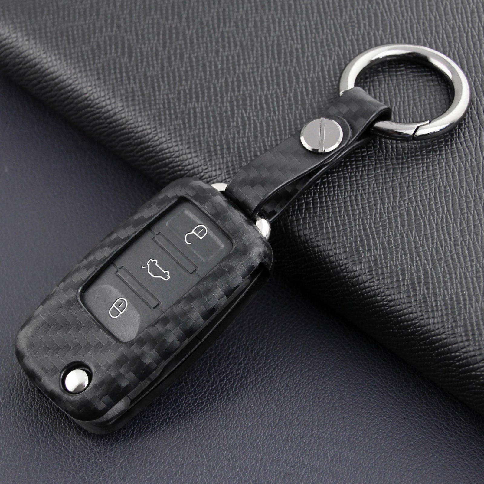Leather Silicone Car Key Case Cover With Buckle For Volkswagen Golf MK6