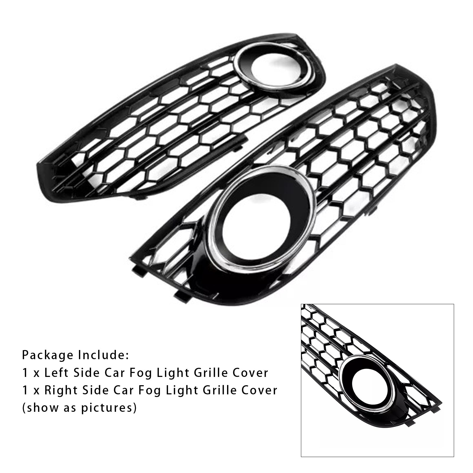 2010-2015 Audi A4 Allroad B8 Front Bumper Honeycomb Fog Grille Cover Chrome 8K0807681J 8K0807681H