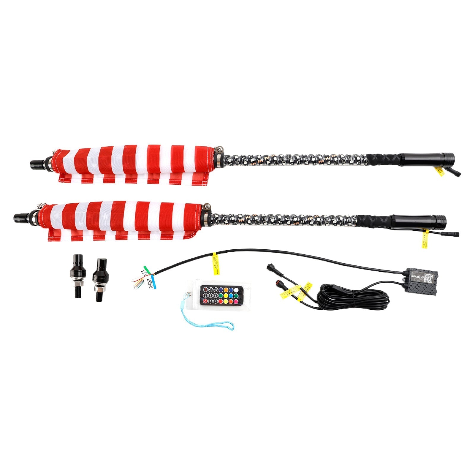 Ford F150 F250 F350 2X 4ft RGB LED APP Whip Lights Antenna W/ Flag Remote Control Generic