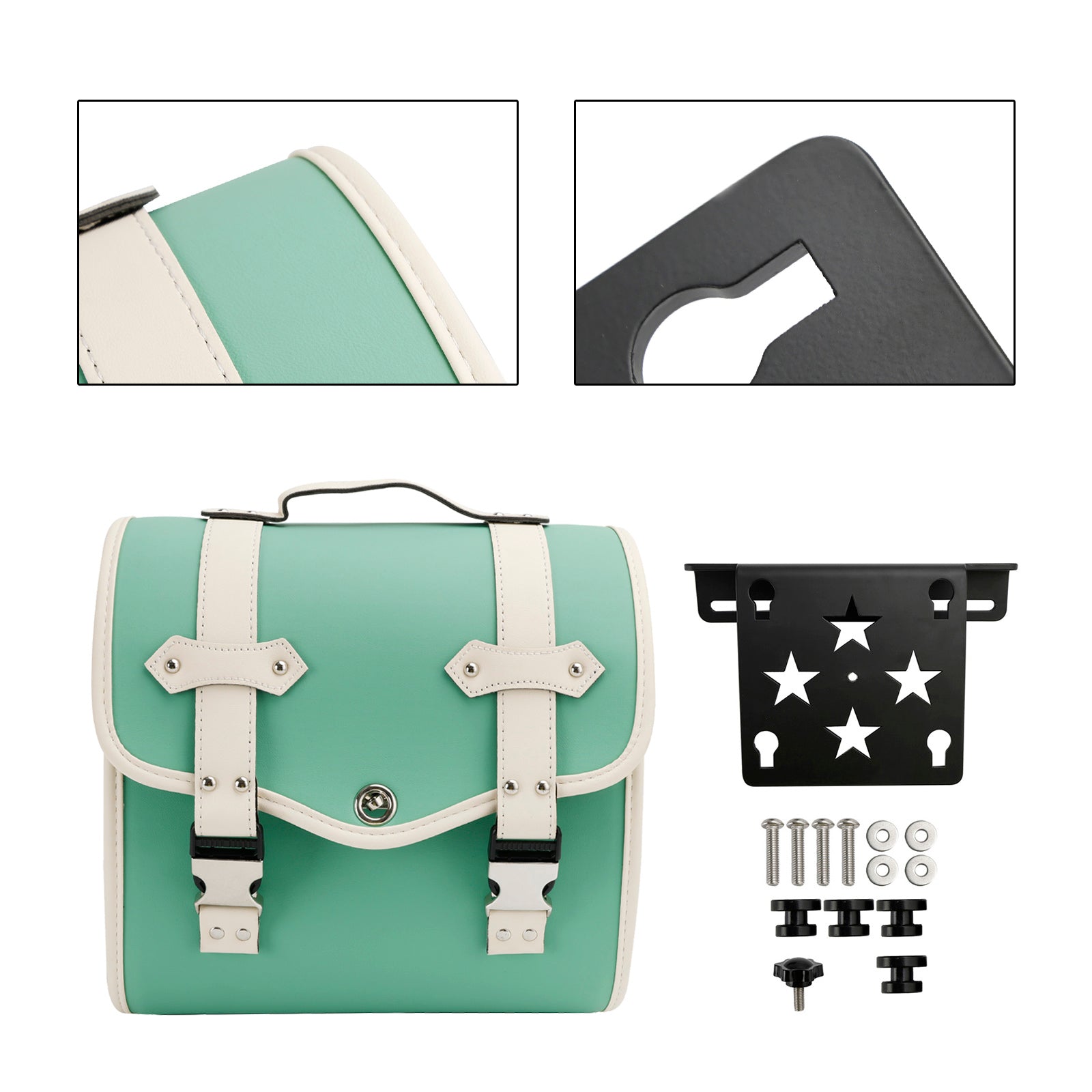 Side Tool Bag Saddlebag Quick Release Luggage Kit Green For Cruiser Adv Cafe