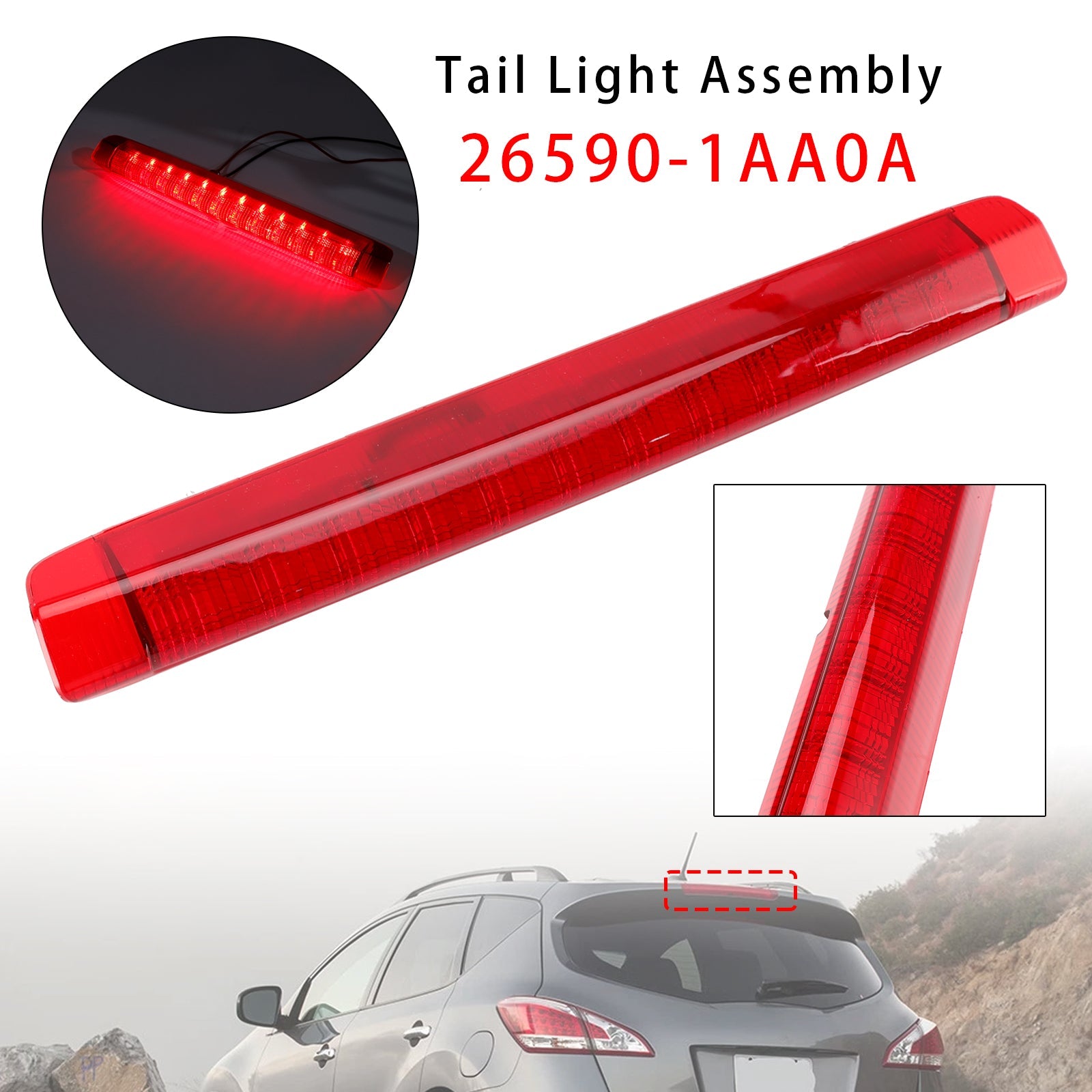 2009-2014 For Nissan Murano Led Third Brake Light Lamp 26590-1AA0A Red