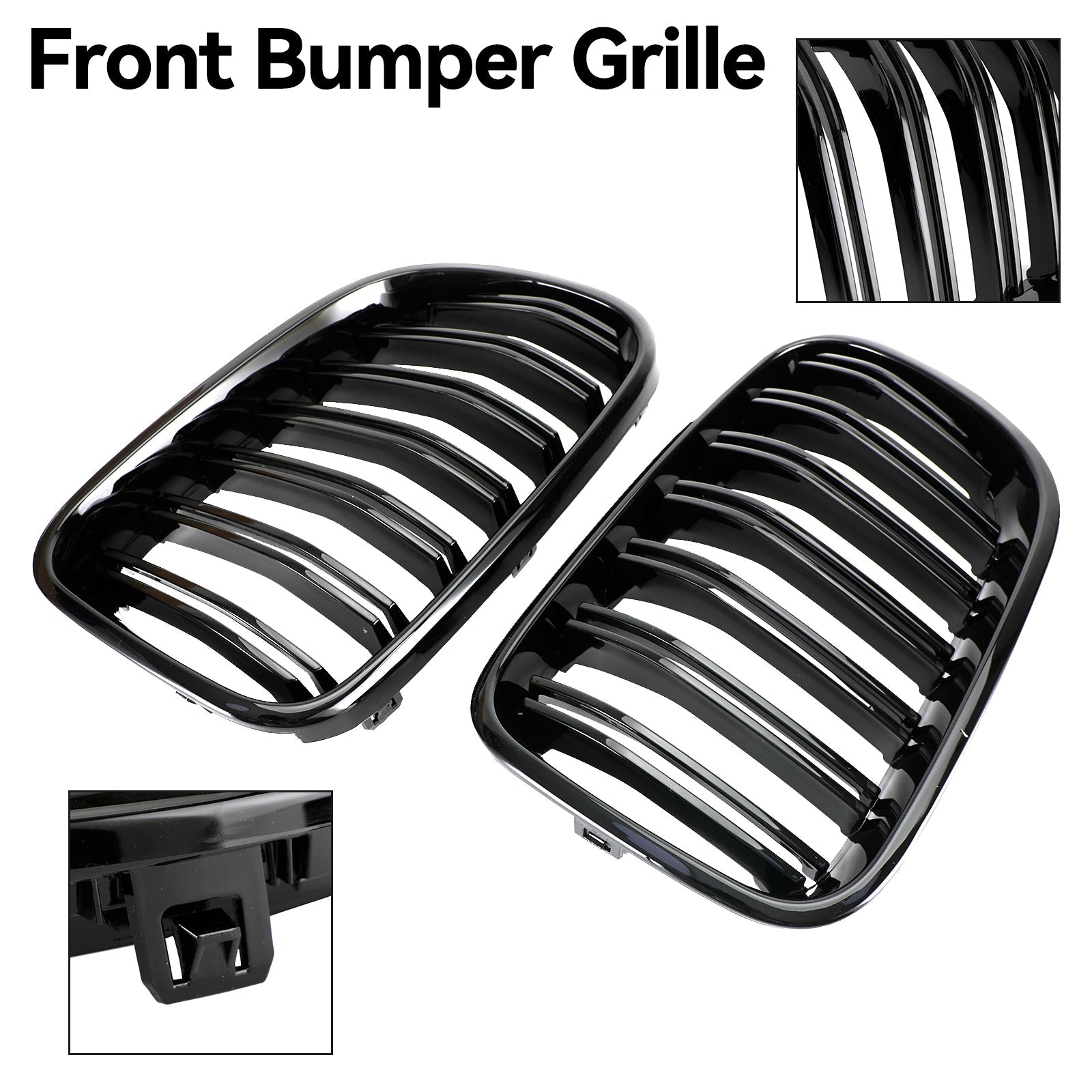 2011-2014 BMW X3 F25 Dual Line Gloss Black Front Bumper Kidney Grille Grill