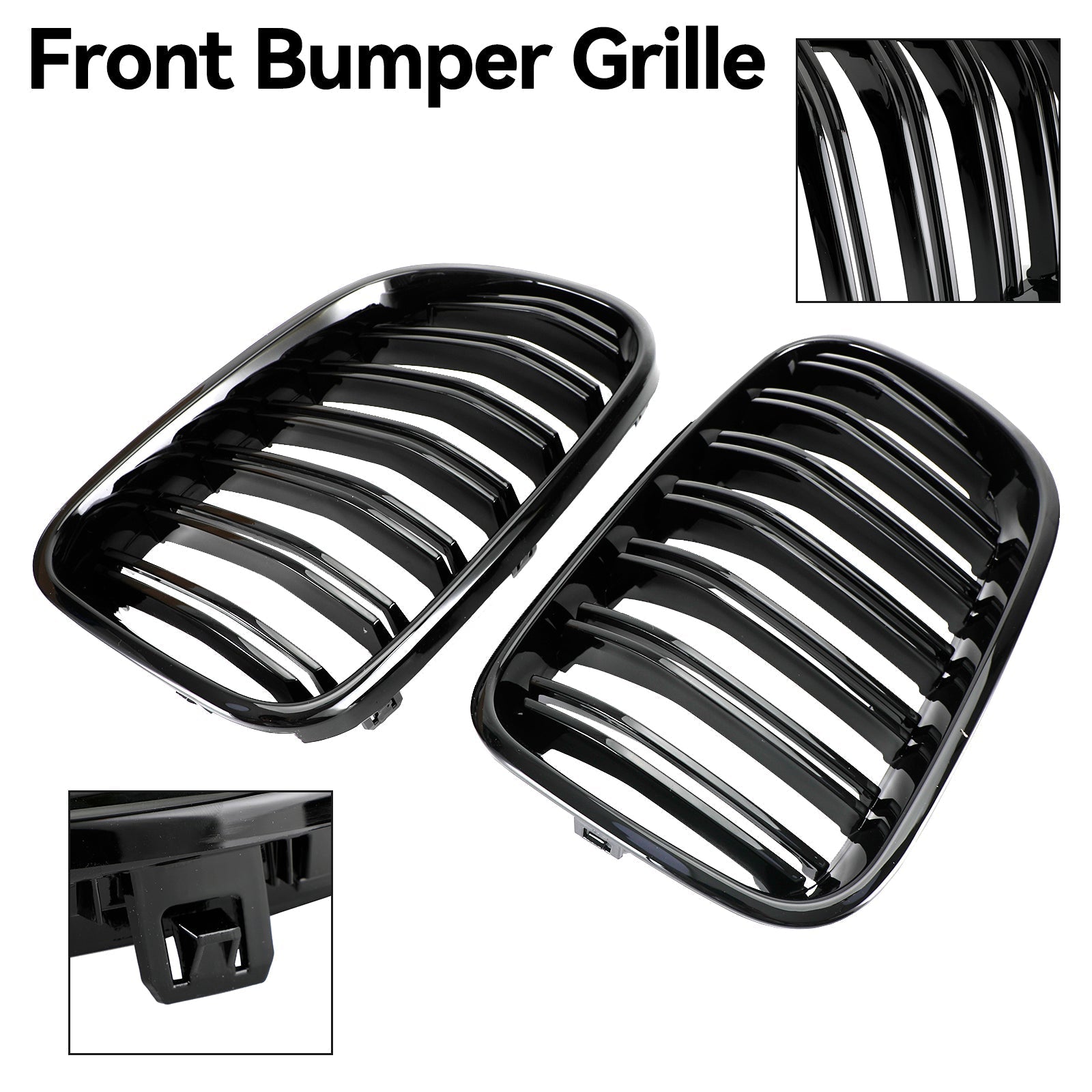 BMW X3 F25 2011-2014 Dual Line Gloss Black Front Bumper Kidney Grille Grill