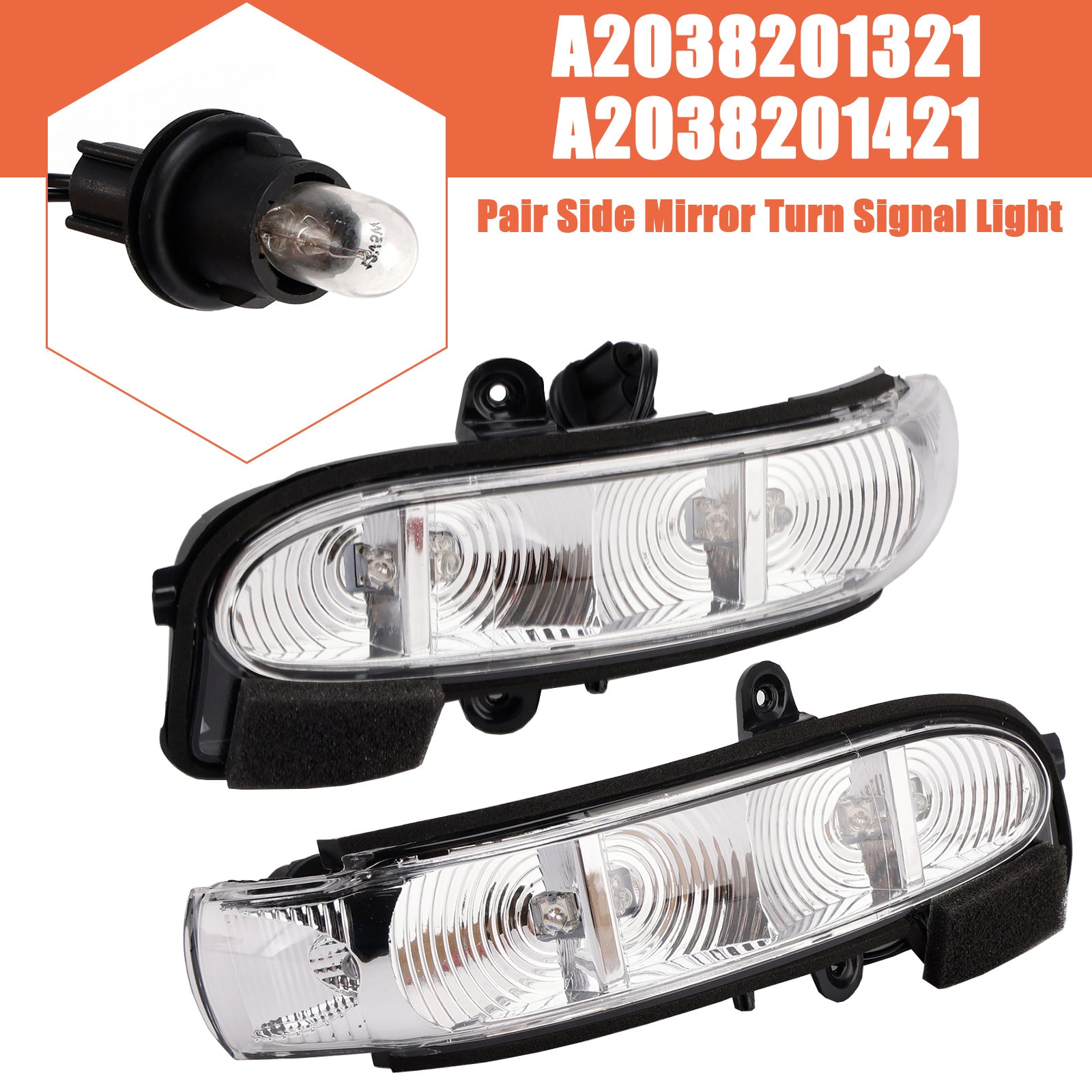 2002-2006 Mercedes-Benz E-Class W211 S211 Facelift Pair Side Mirror Turn Signal Light A2038201321 A2038201421