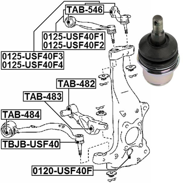 2007-2016 Lexus LS460 2WD RWD Front Lower Knuckle Spindle Ball Joint 43201-59045 Generic