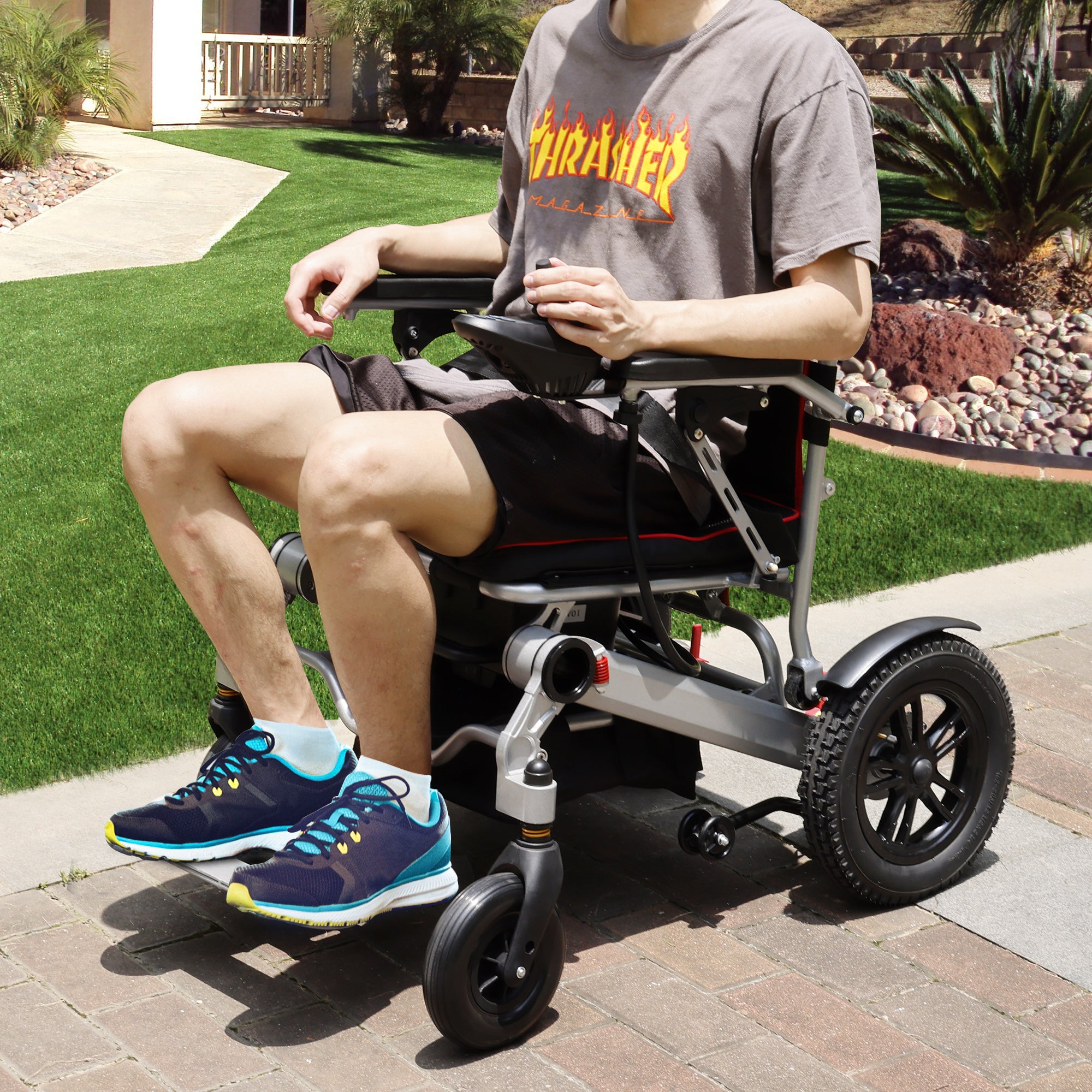Seniors Compact Portable Airline Approved Electric Wheelchair for Adults Intelligent Power Wheelchairs Lightweight Foldable All Terrain Motorized Wheelchair