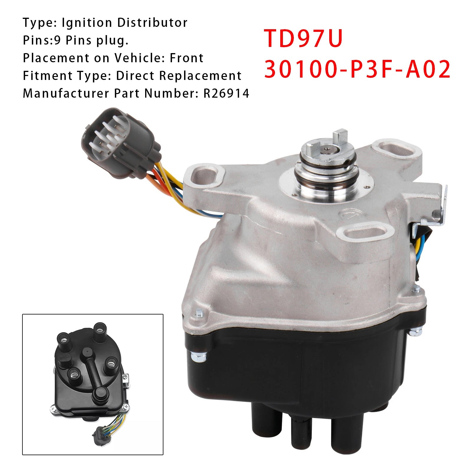 1997-1998 Honda CRV LX L4 2.0L 1972cc MFI GAS DOHC Ignition Distributor TD97U 30100-P3F-A02