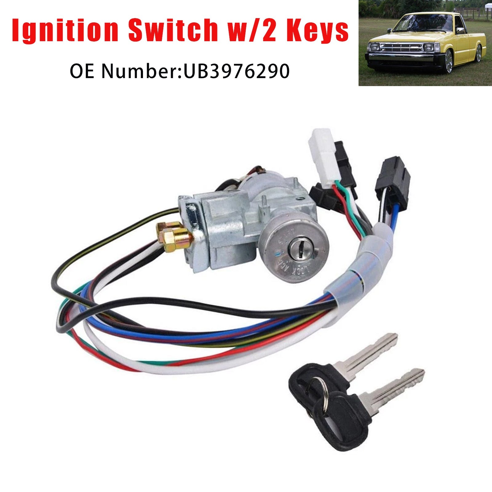 Ignition Switch w/2 Keys UB3976290 For Mazda Pickup B2000 B2200 B2600 1986-1993