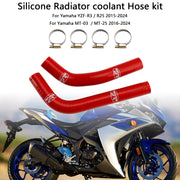 Silicone Radiator coolant Hose For Yamaha MT-03 MT-25 YZF R3 R25 2015-2024 Red