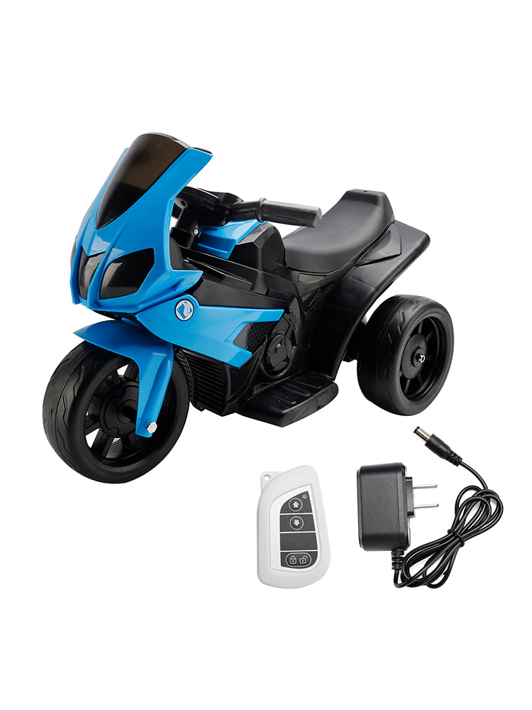 3Wheel 6V Kid Ride On Motorcycle Electric Toy With Remote Control LED Light Blue